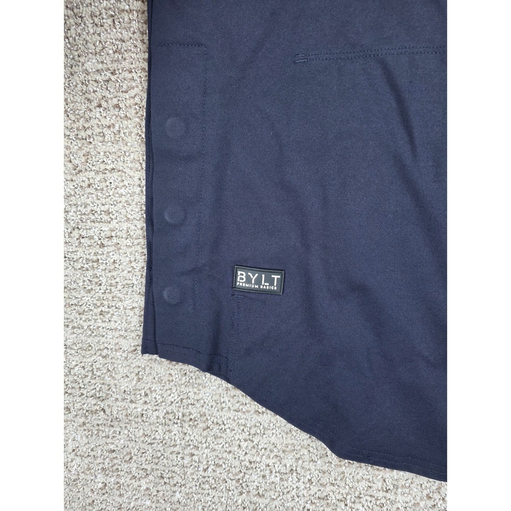 BYLT Premium Basics Elite Fairway Pullover Mens Medium Navy Blue Mock Neck Snap - Picture 4 of 8